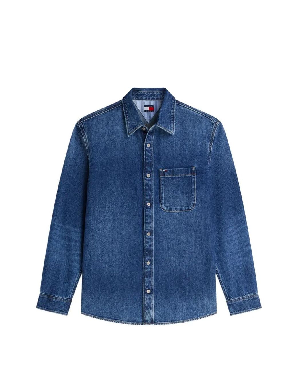 Tommy Hilfiger Blue Logo-Patch Denim Shirt for men