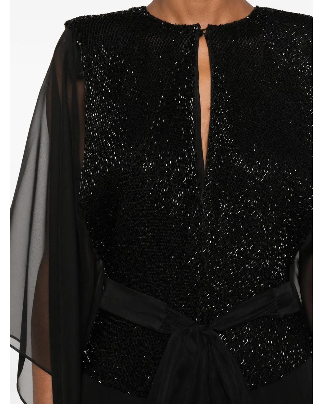 SILK LOVE & LACE Black Artemis Sequin-Embellished Maxi Dress