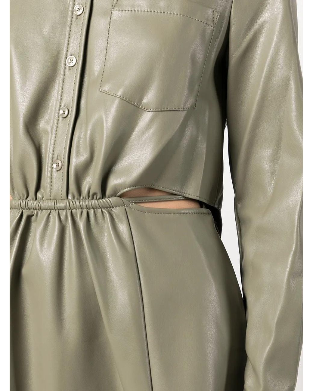 Jonathan Simkhai Gray Faux-Leather Cut-Out Dress