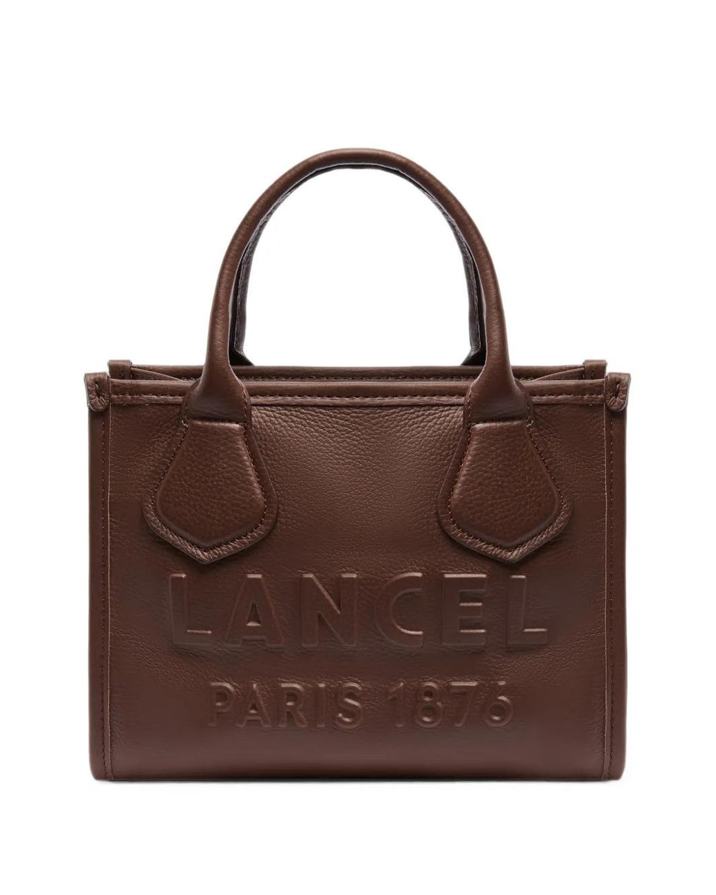 Lancel Brown Mini Sac À Main Jour En Cuir Grainé