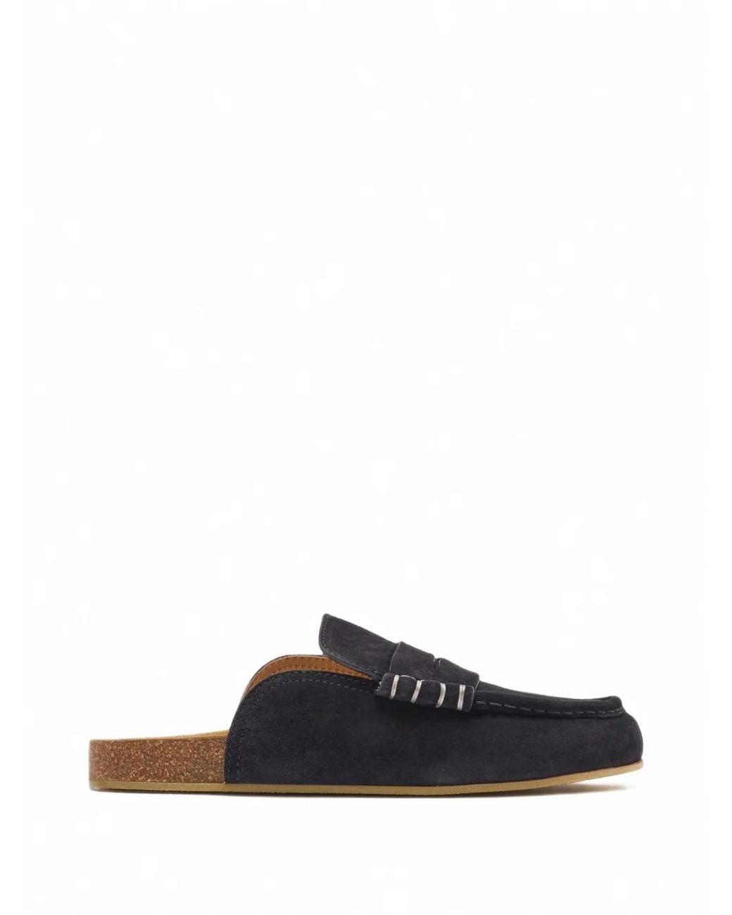 J.W. Anderson Blue Stitch-Detail Suede Loafers for men