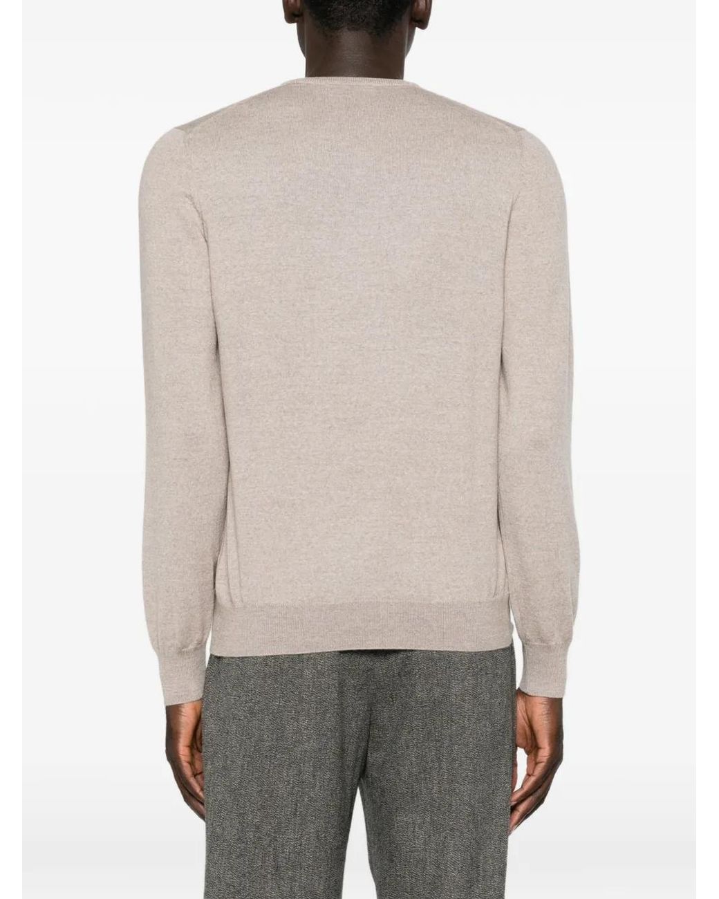 Gran Sasso White V-Neck Sweater for men