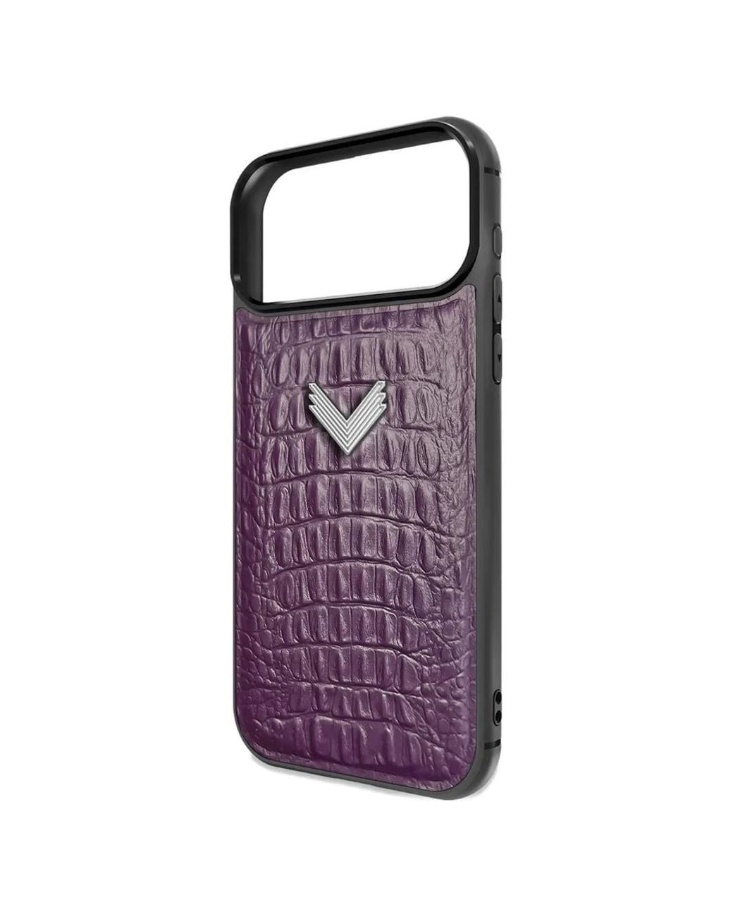 Velante Purple Alligator-Effect Leather Iphone 17 Pro Phone Case