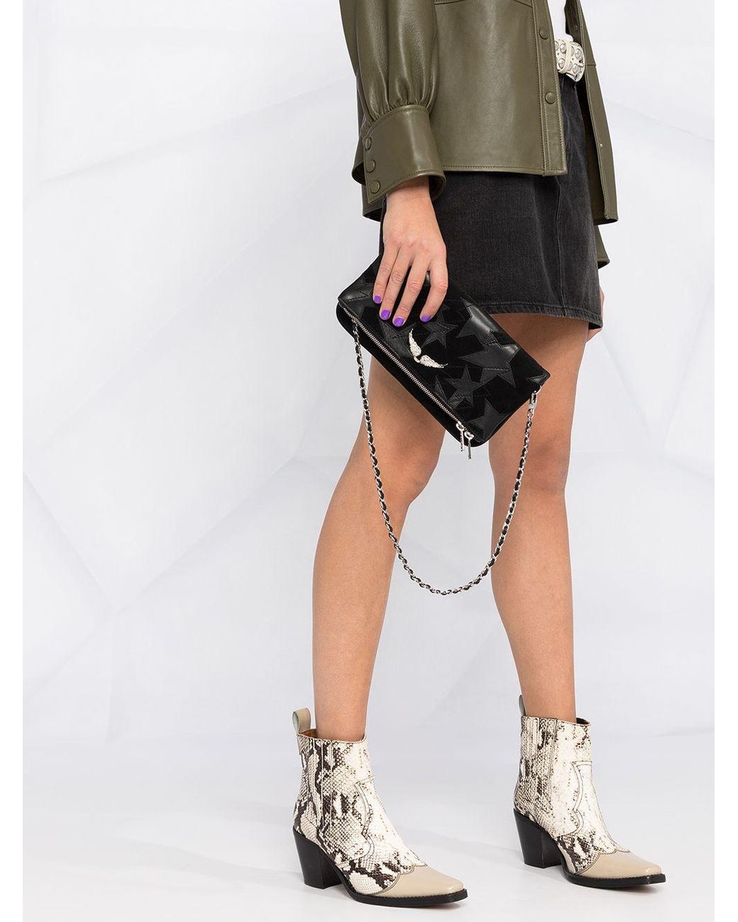 Rock suede online stars clutch