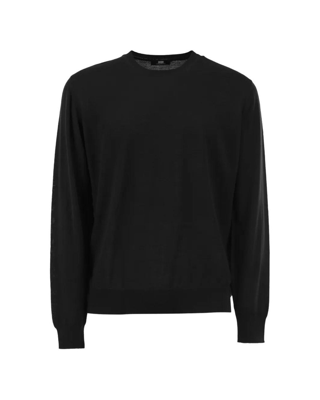 Alpha Studio Black Merino Wool Sweater for men