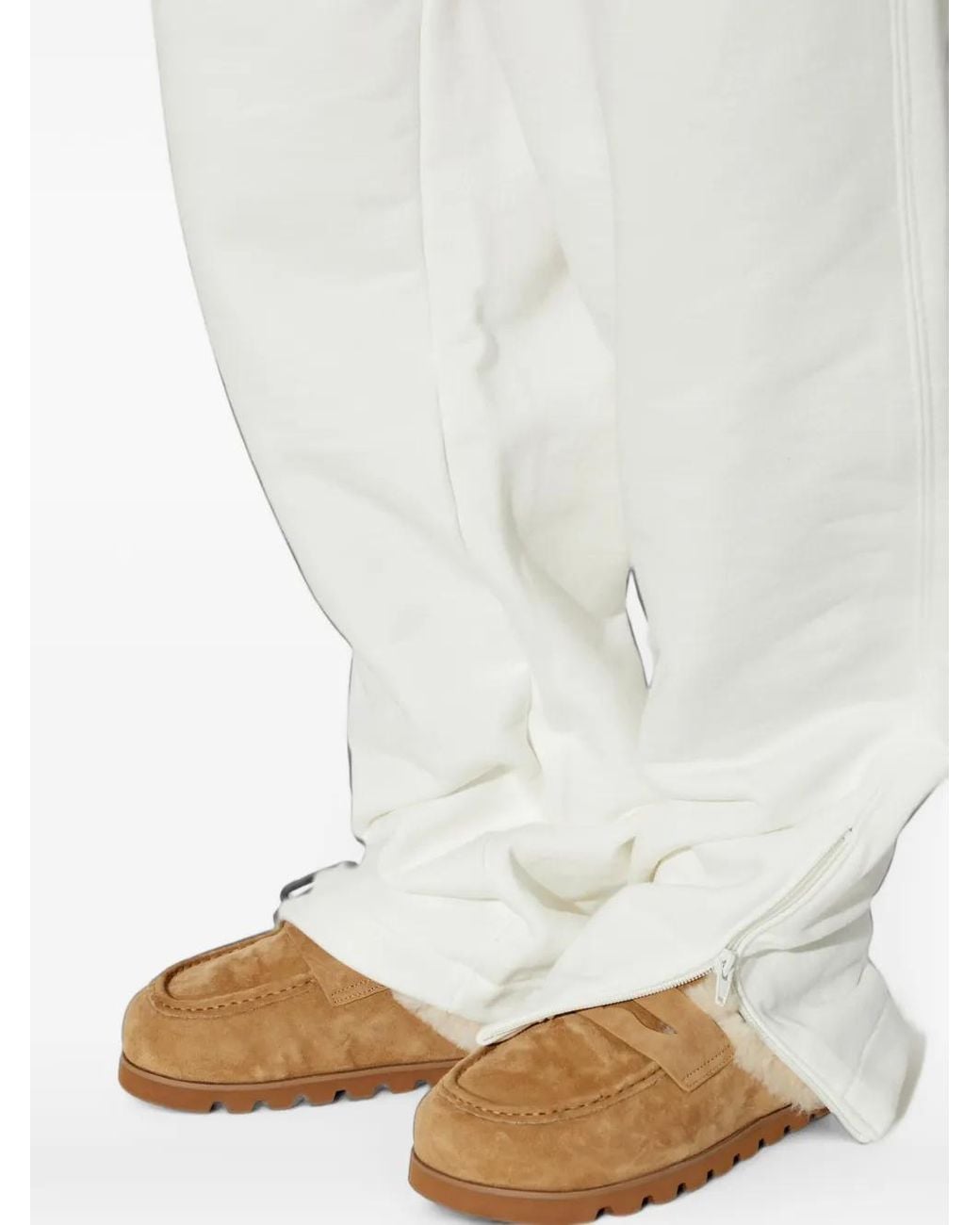 Naked Wolfe White Corded Shearling-Lined Mules