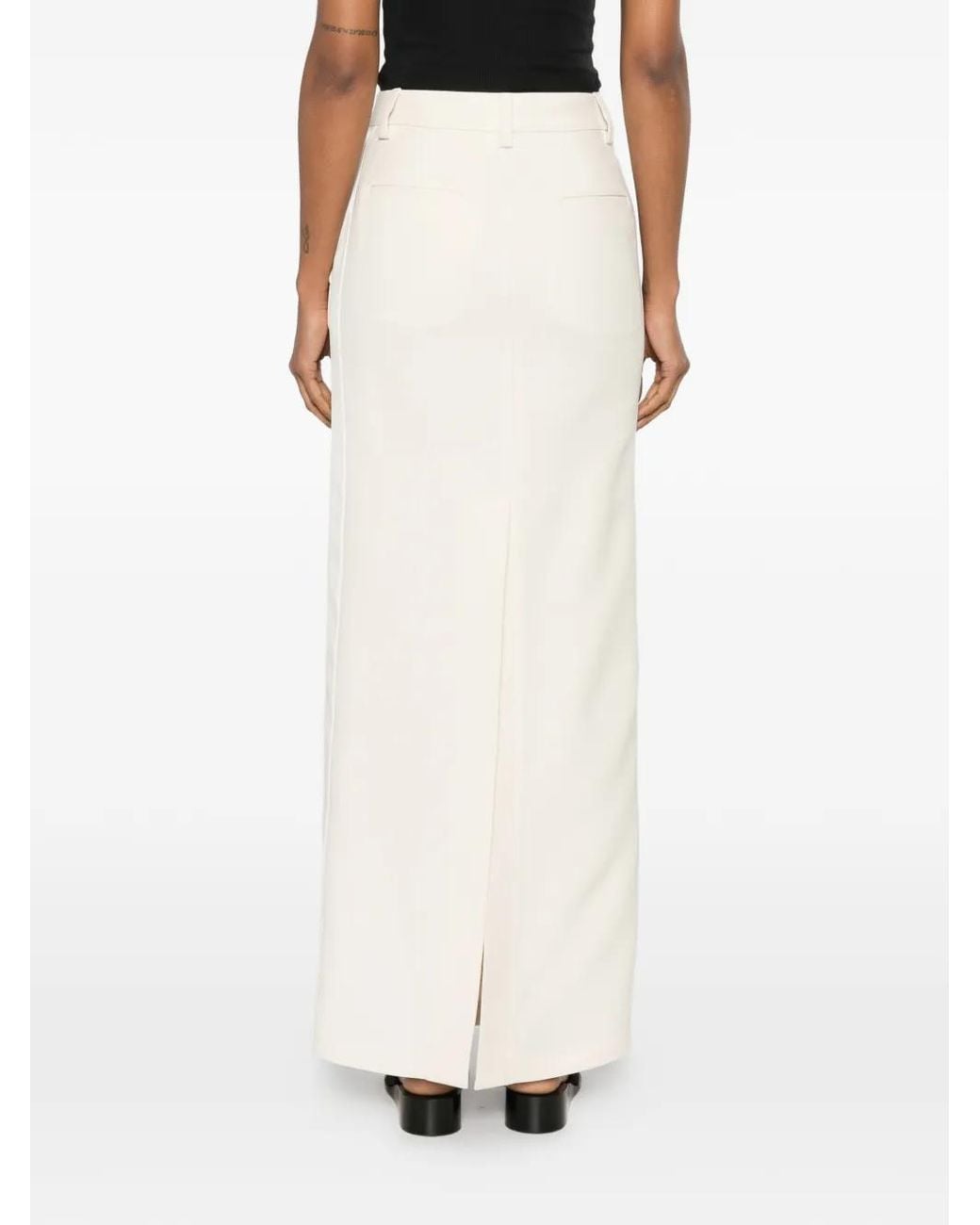 Fabiana Filippi White Belt-Loop Rear-Slit Maxi Skirt