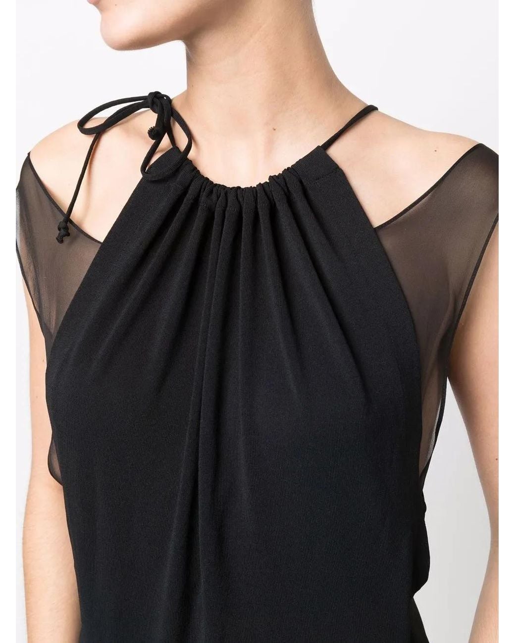Alberta Ferretti Black Halterneck Mesh Silk Dress