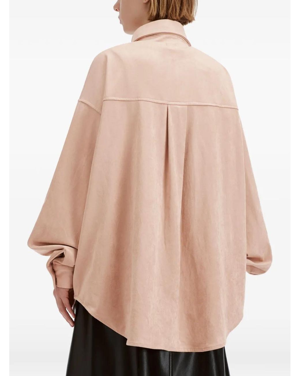 B+ AB Pink Faux-Suede Chest-Pocket Shirt