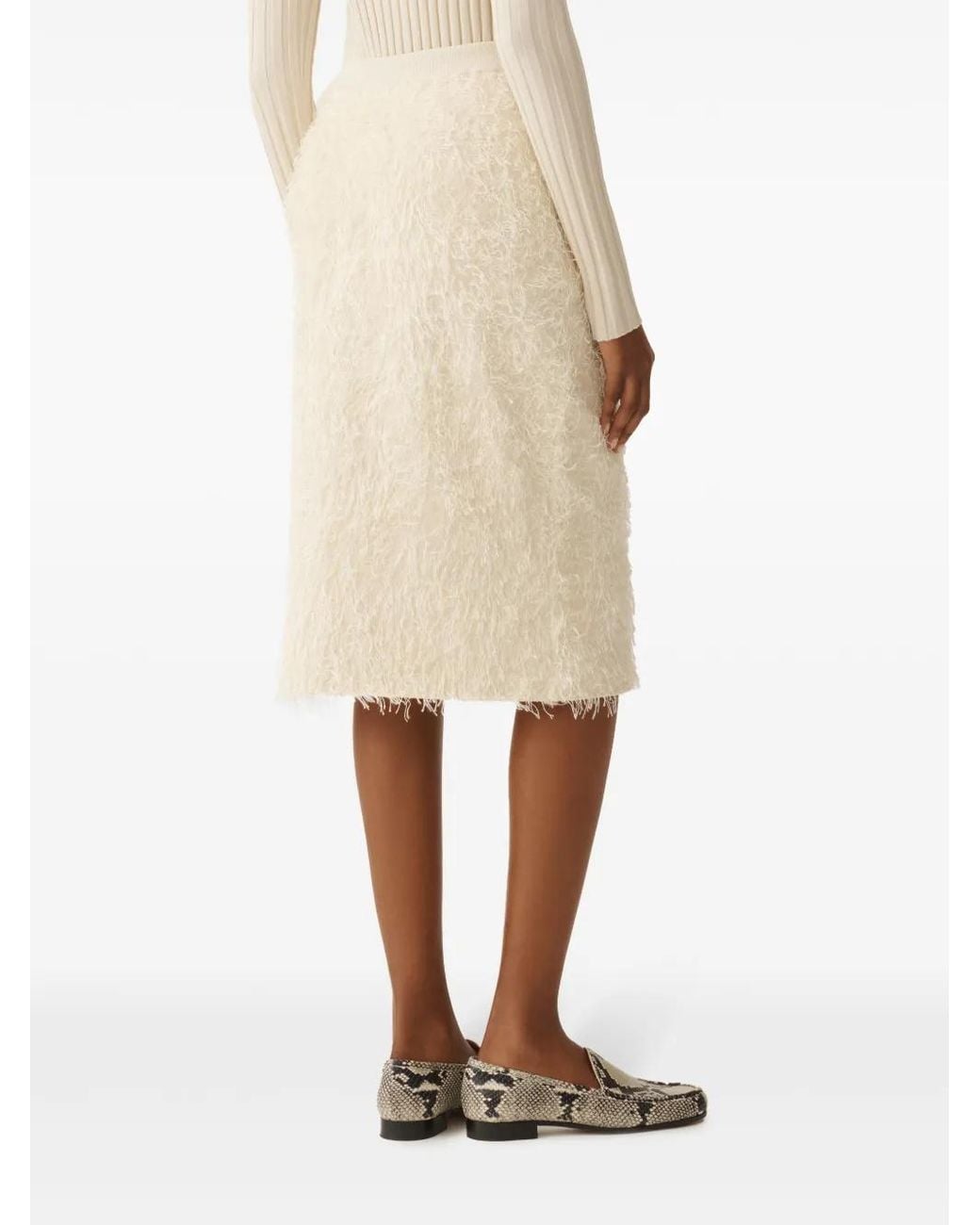 Fabiana Filippi Natural Textured-Finish Midi Skirt