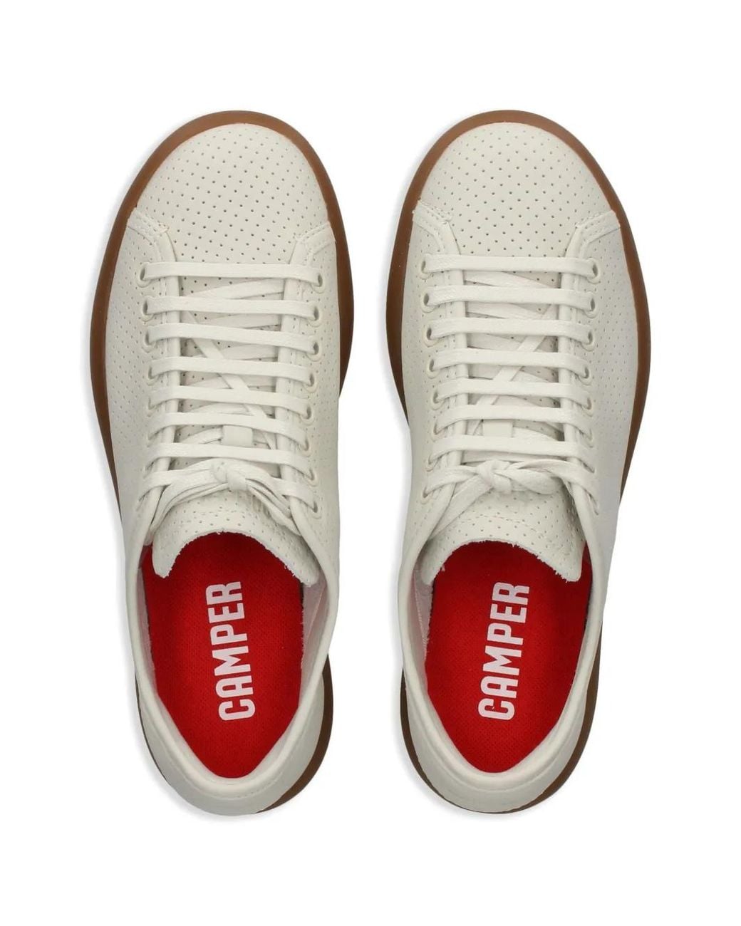 Camper White Perforated Lace-Up Sneakers