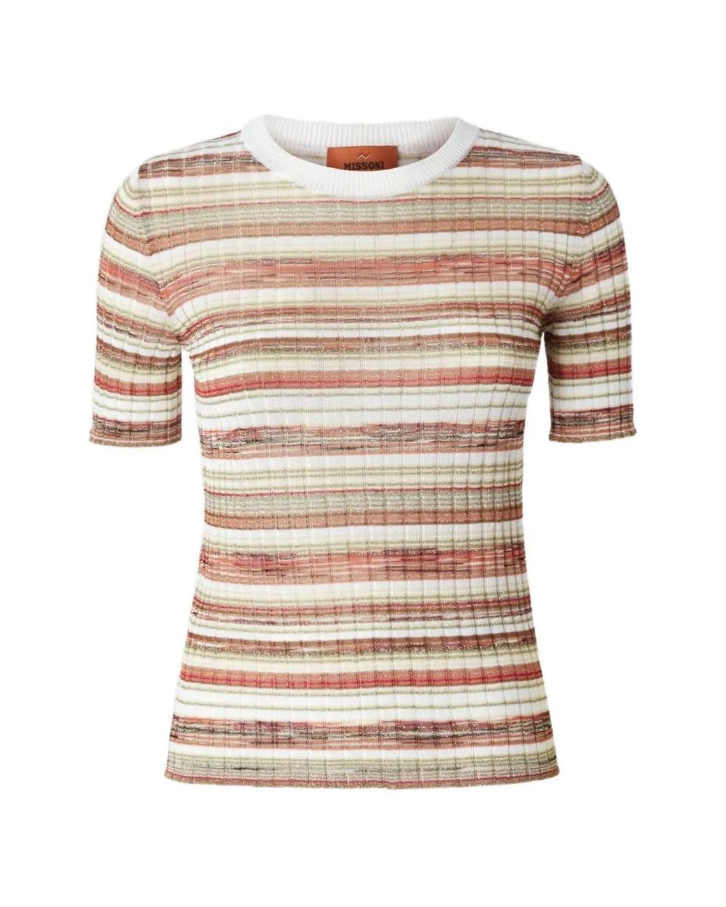 Missoni Natural Pull Rayé En Maille Côtelée