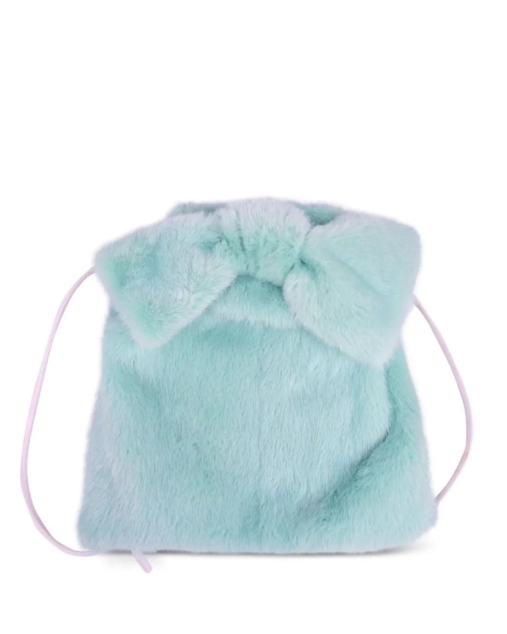 Mate Blue Bow-Detail Faux-Fur Backpack