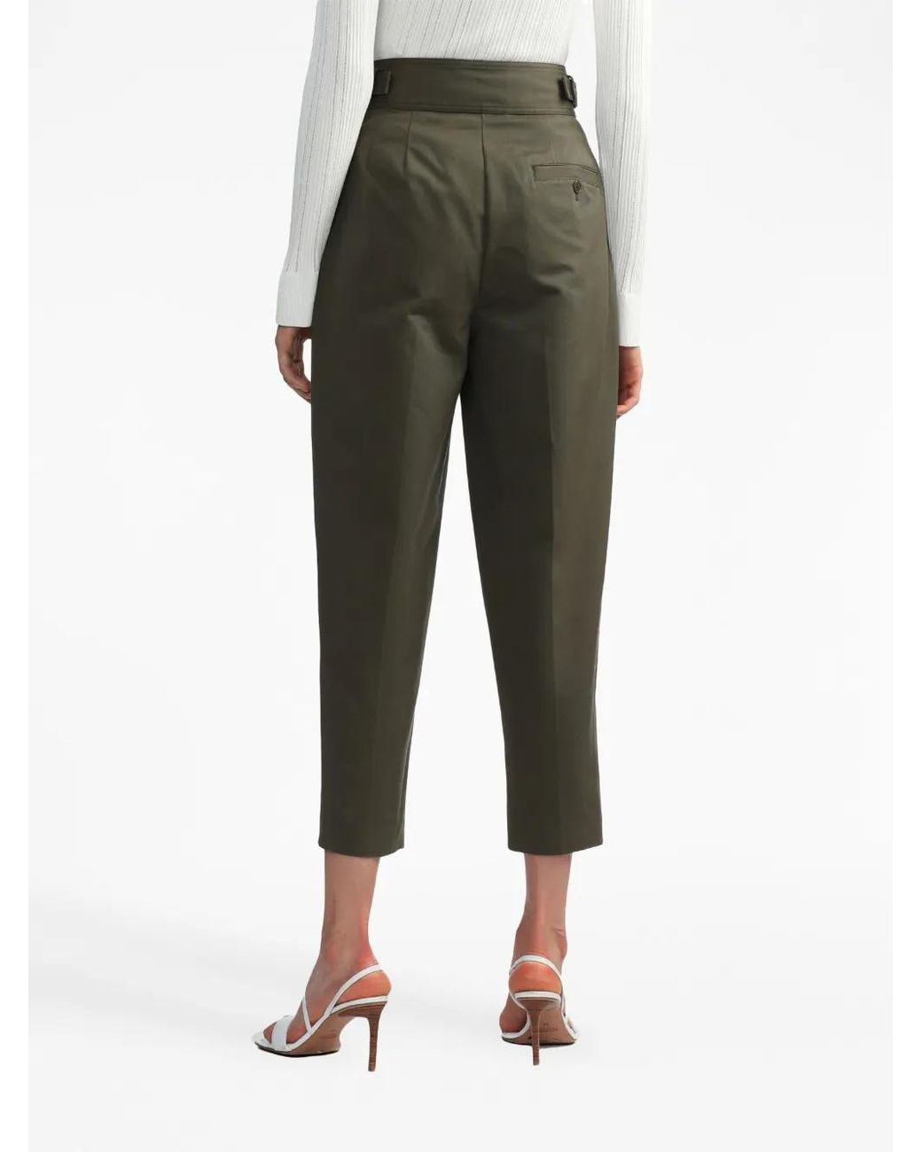 3.1 Phillip Lim Green High-Waisted Belted Cropped Trousers