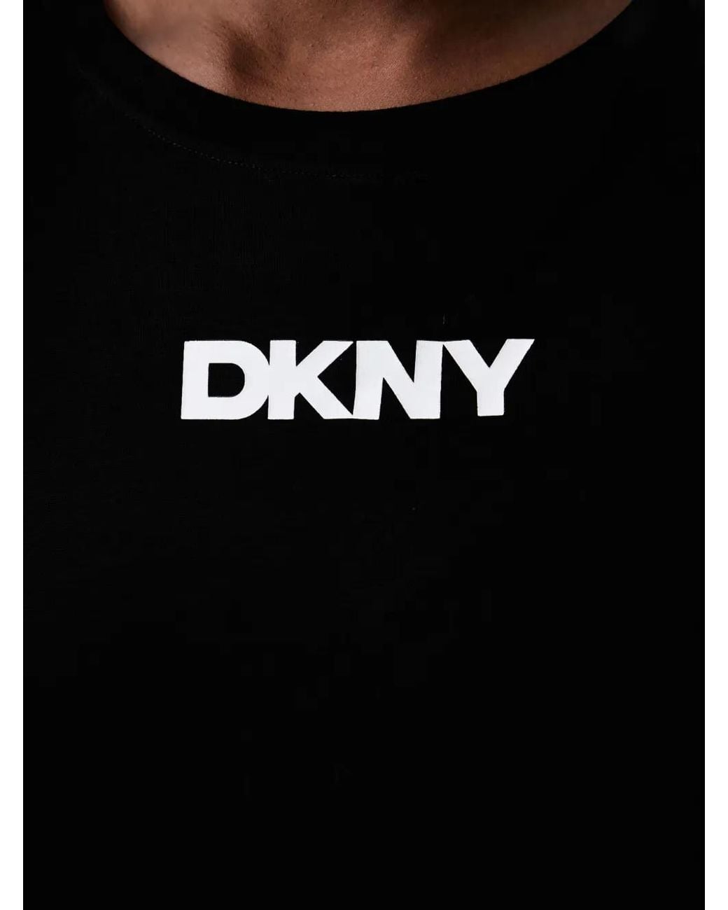DKNY Black Robe-Nuisette À Logo Imprimé