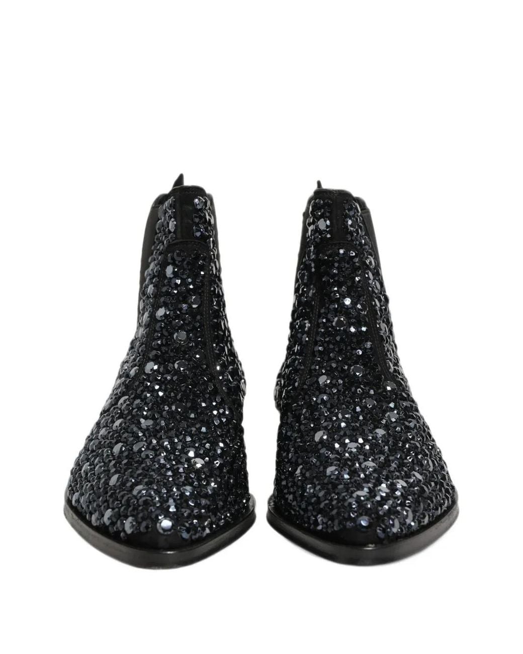 Dolce & Gabbana Black Crystal-Embellished Chelsea Boots for men