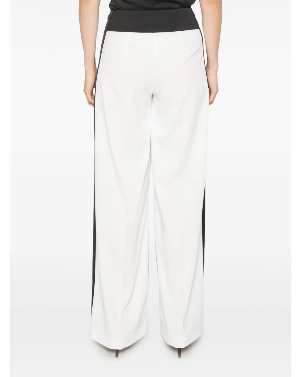 Patrizia Pepe Black Color-Block Wide-Leg Trousers