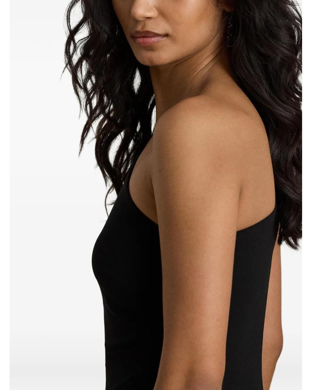 Ralph Lauren Black One-Shoulder Pleated Maxi Gown