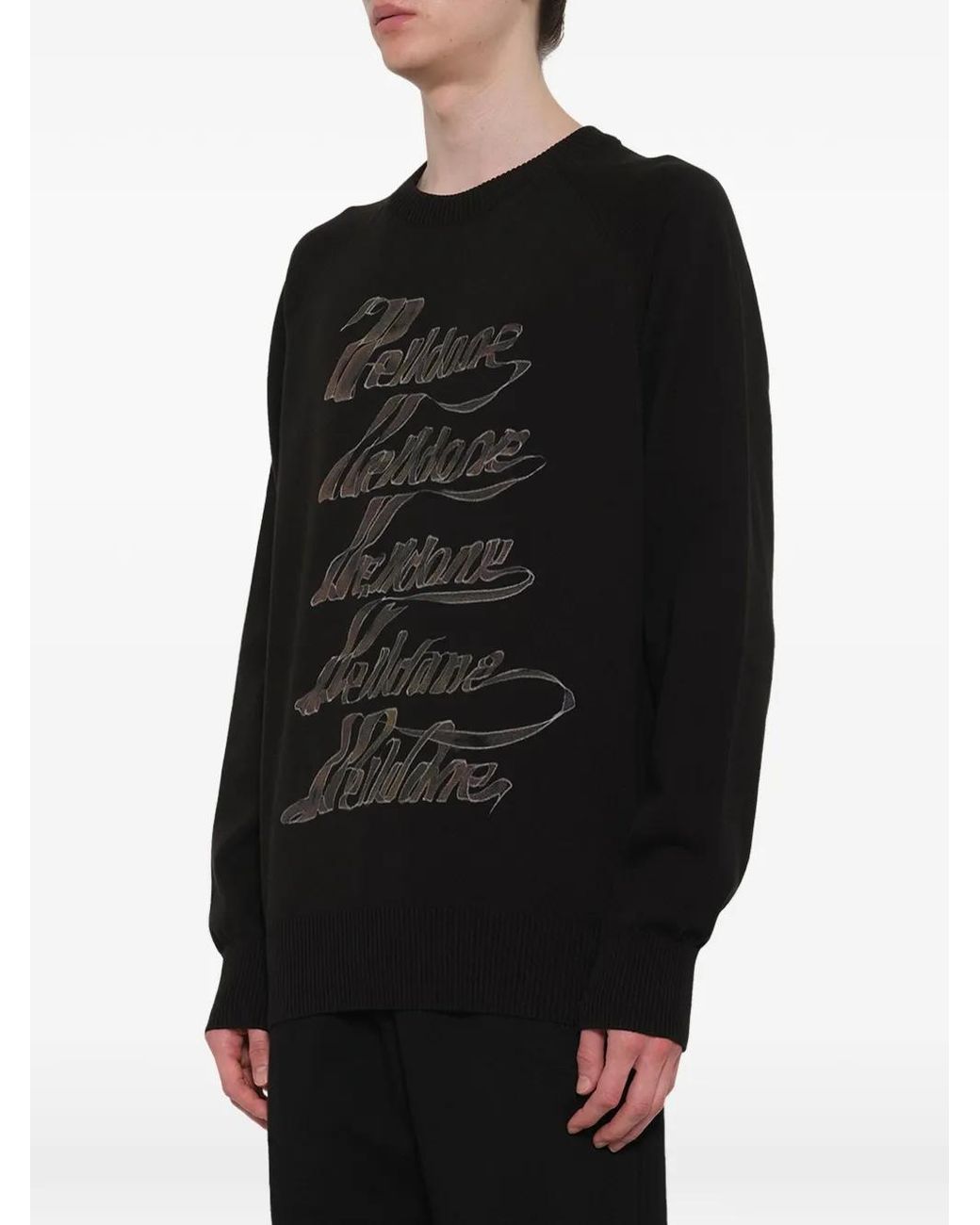 we11done Black Logo-Print Sweater for men