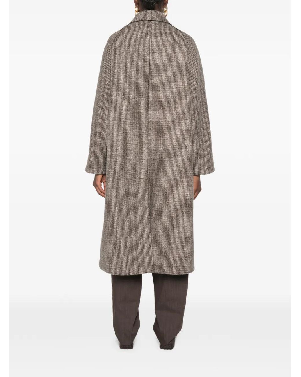 Harris Wharf London Gray Houndstooth-Pattern Single-Breasted Coat