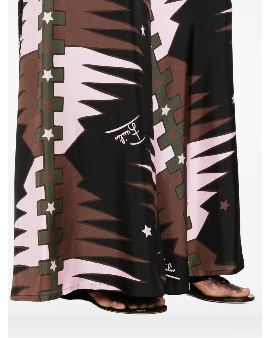 Emilio Pucci White Iride-Print Silk Palazzo Pants