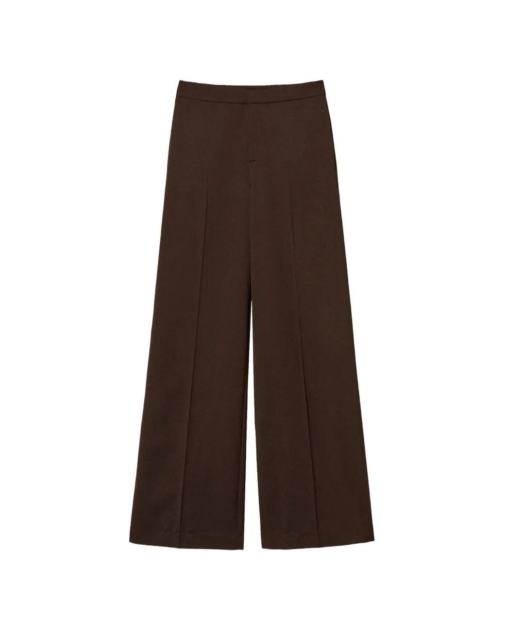 Twinset Brown Matte Satin Wide Leg Trousers