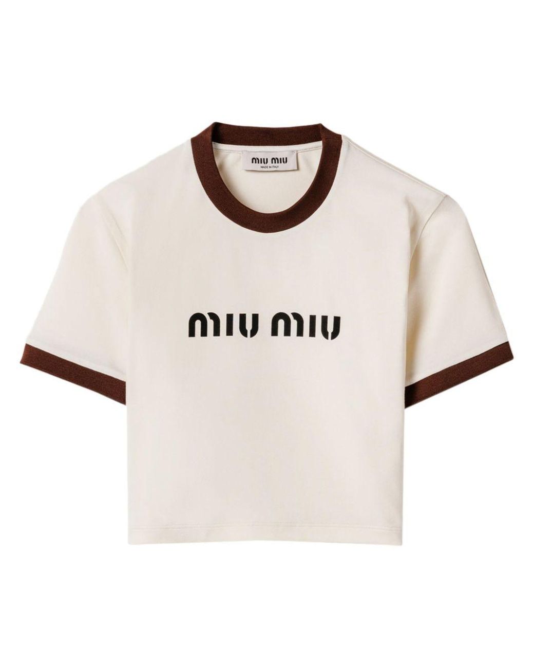 Miu Miu Print Jersey T-Shirt in Natural | Lyst Australia