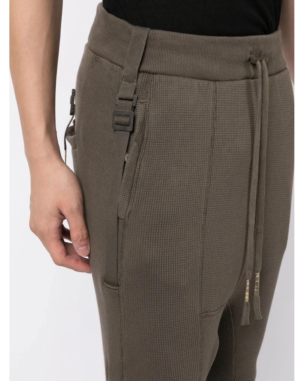 Boris Bidjan Saberi Gray Drawstring-Fastening Waistband Trousers for men