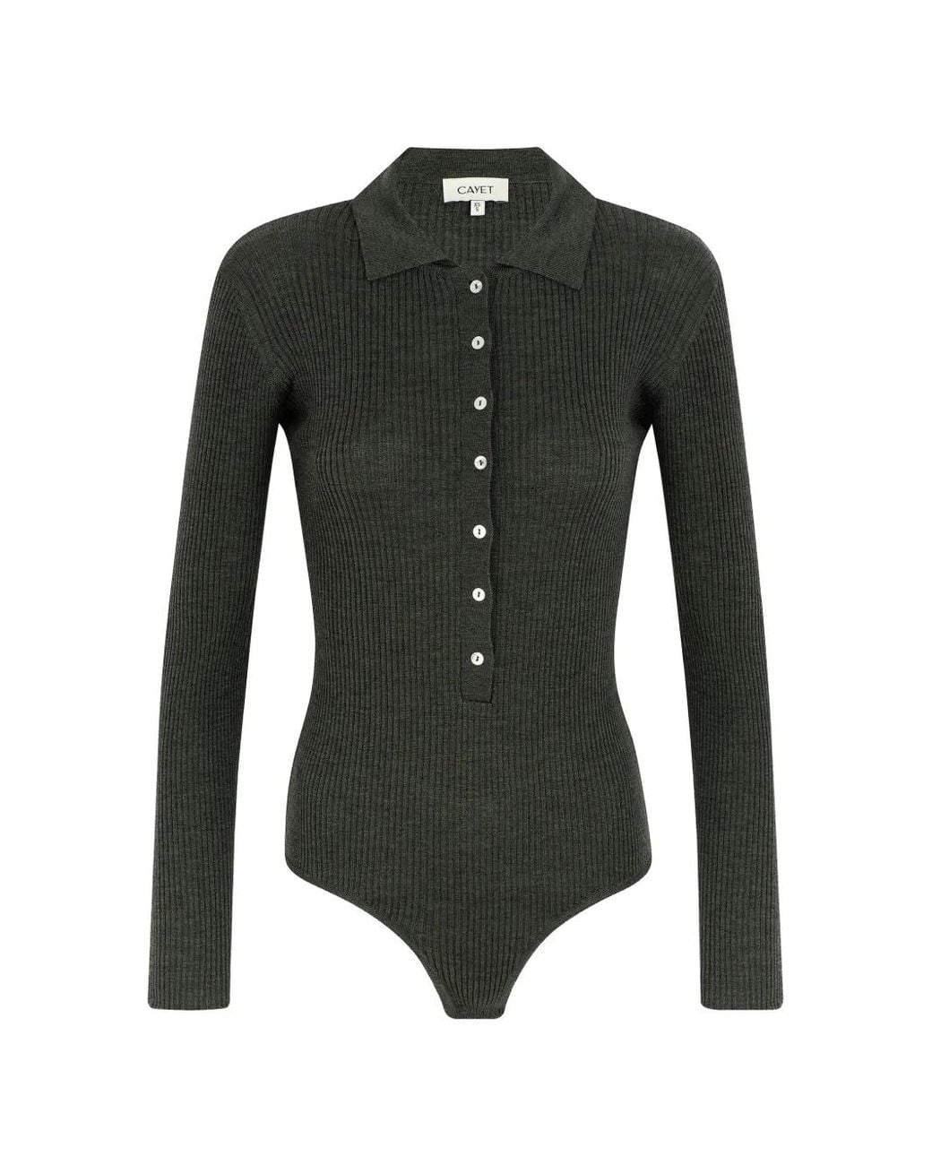 CAYET Black Jill Ribbed-Knit Bodysuit