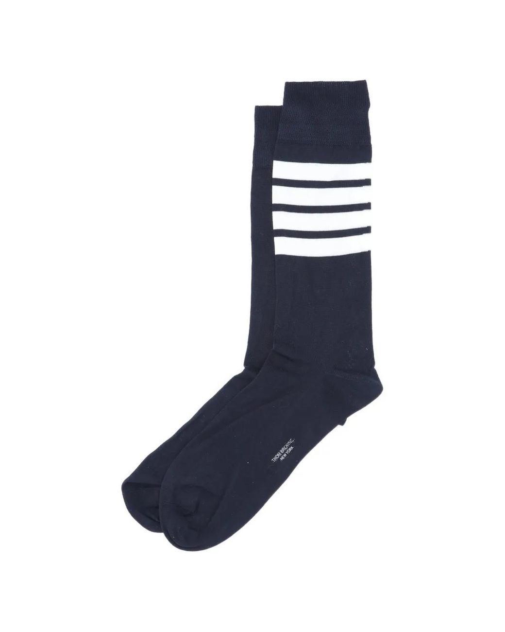 Thom Browne Black Lightweight Cotton 4-Bar Mid-Calf Socks for men