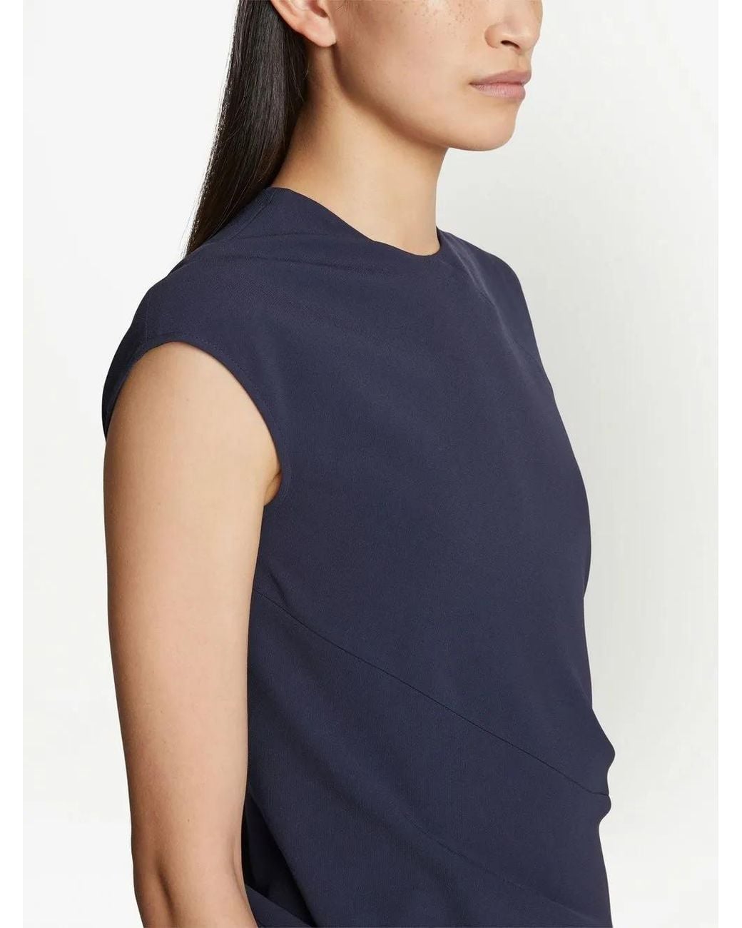 Proenza Schouler Blue Draped-Detail Asymmetric Dress