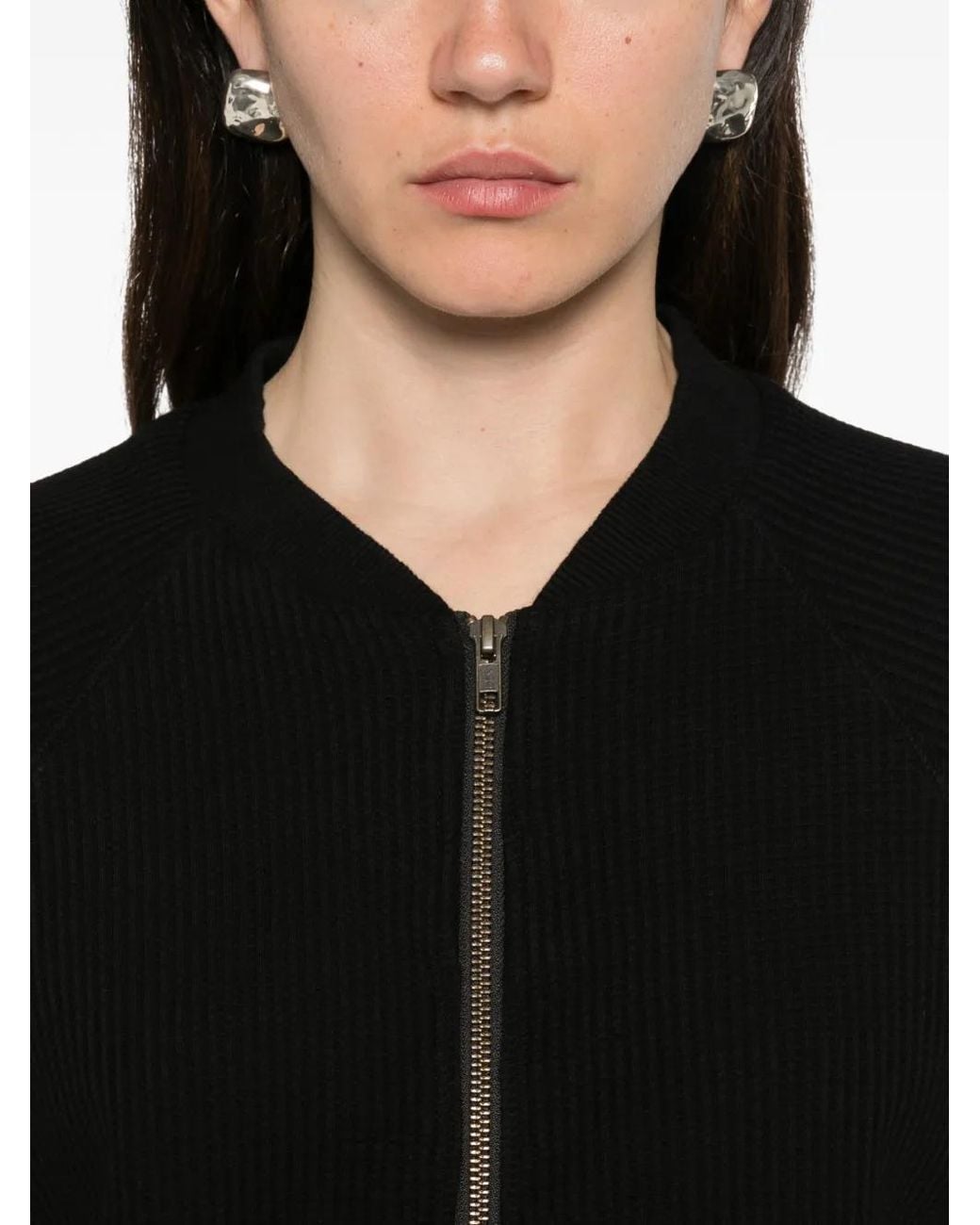 Bobi Black Ribbed-Knit Sweatshirt