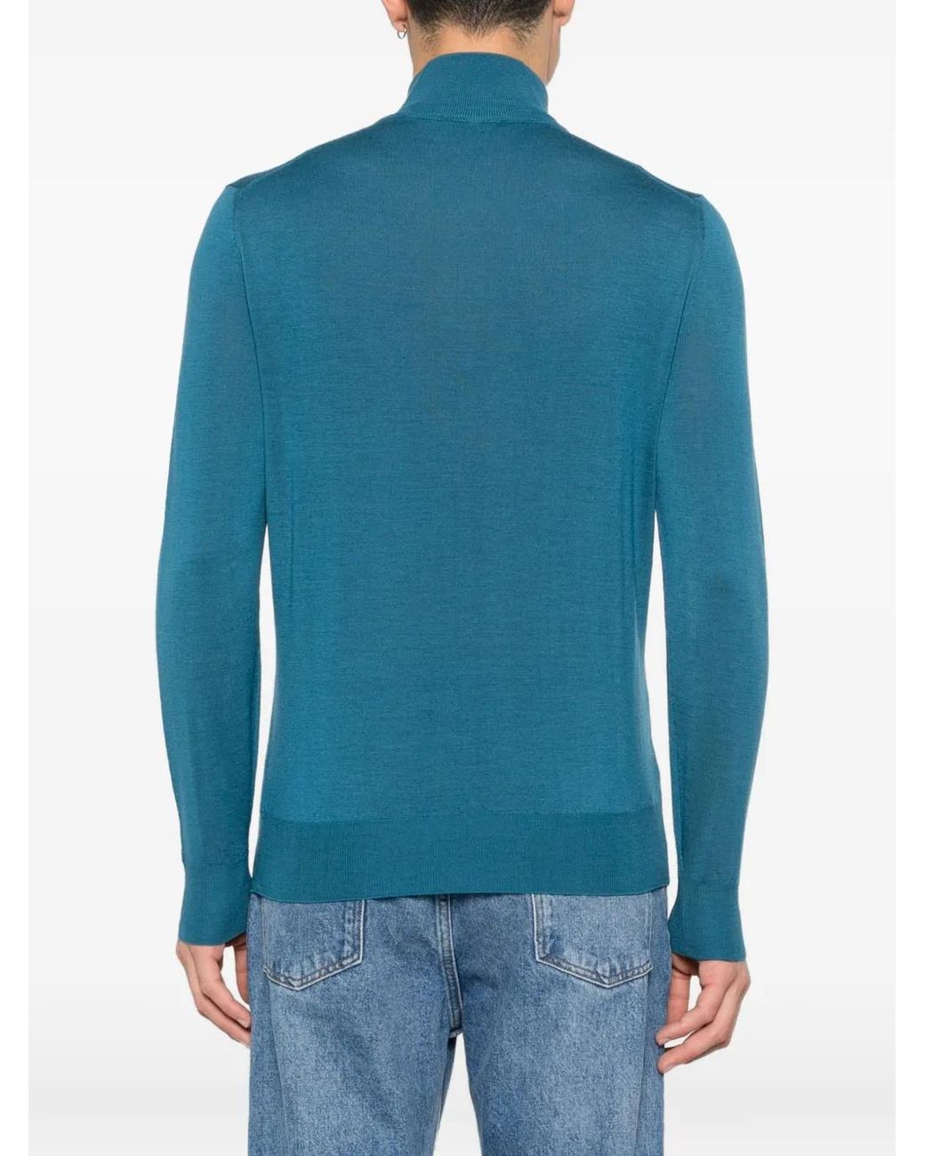 Canali Blue Half-Zip Sweater for men