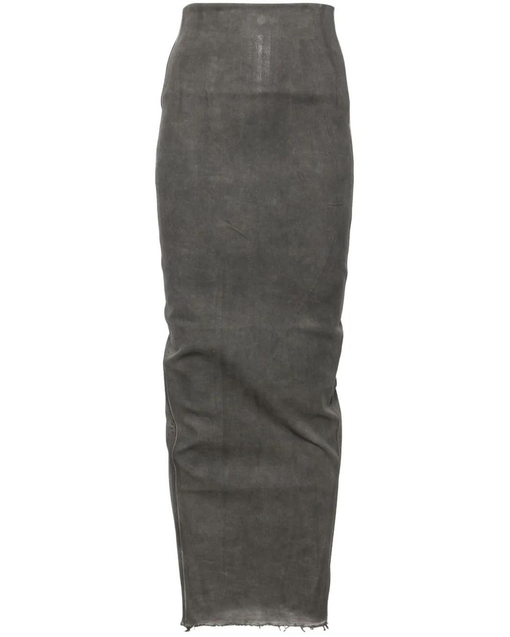 Rick Owens Gray Dirt Pillar Maxi Pencil Skirt