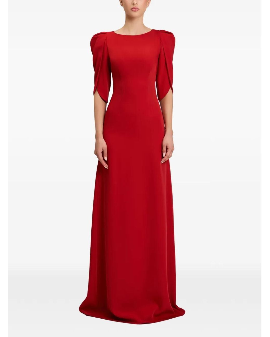 Cristallini Red Blanca Short-Sleeve Maxi Dress