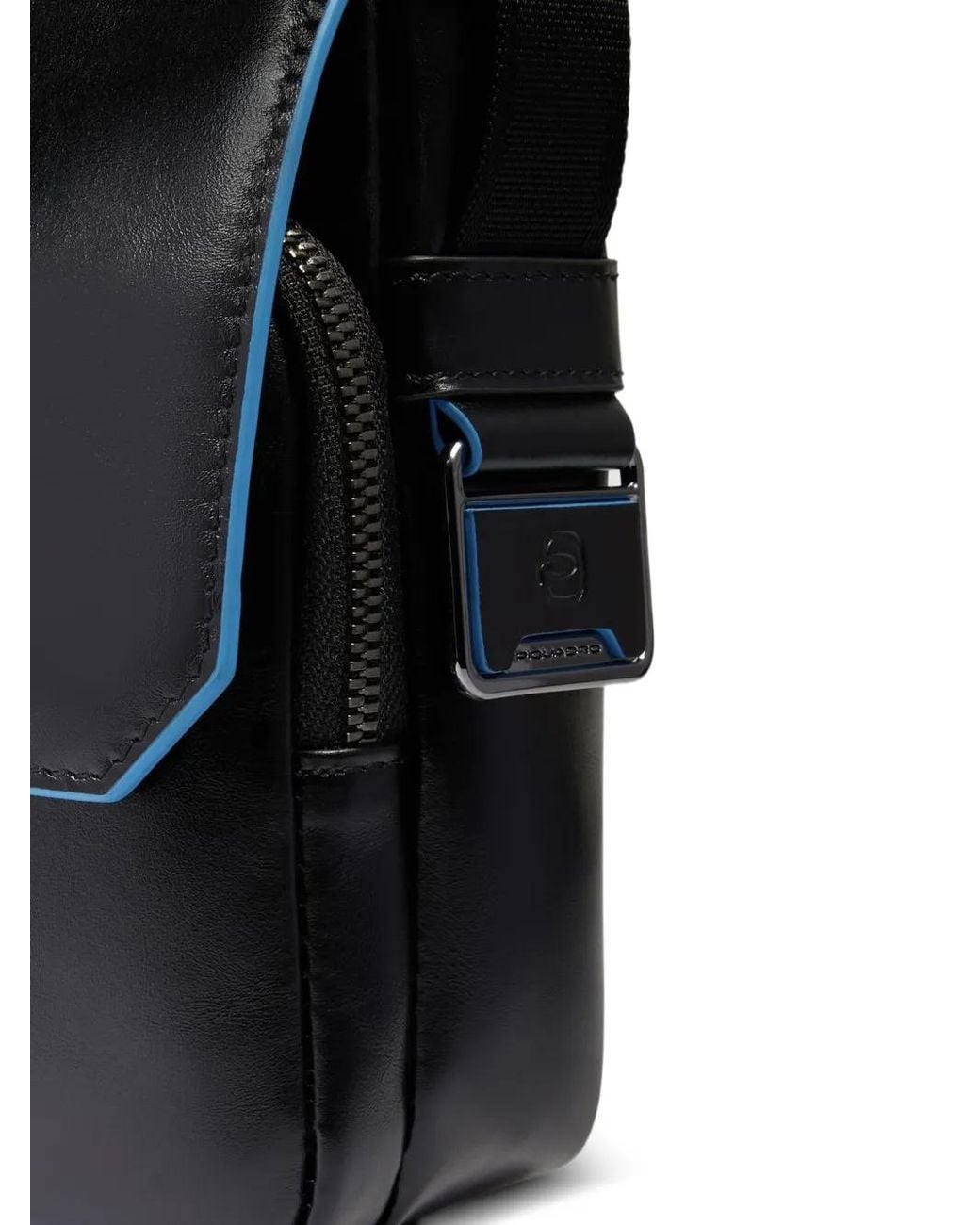 Piquadro Black Logo-Plaque Shoulder Bag for men