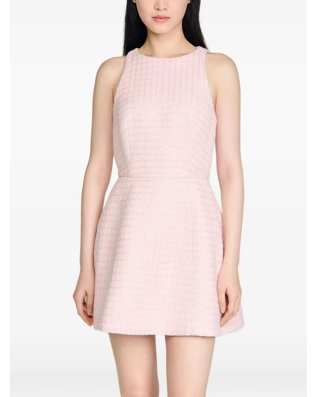 Sandro Pink Sequin Tweed Mini Dress