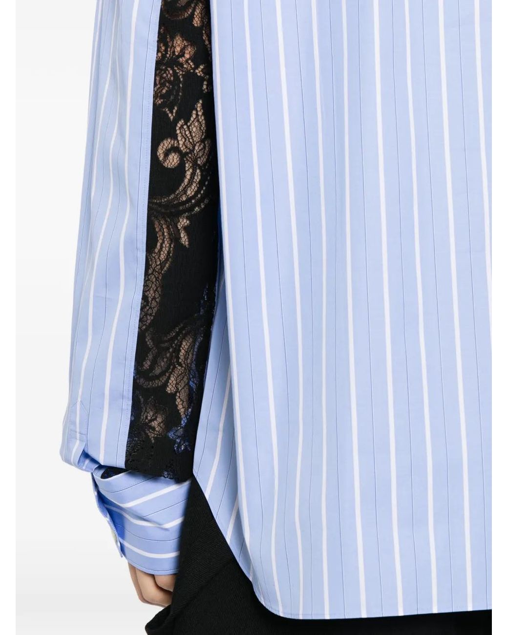 Comme des Garçons Blue Lace-Panelled Stripe Shirt for men