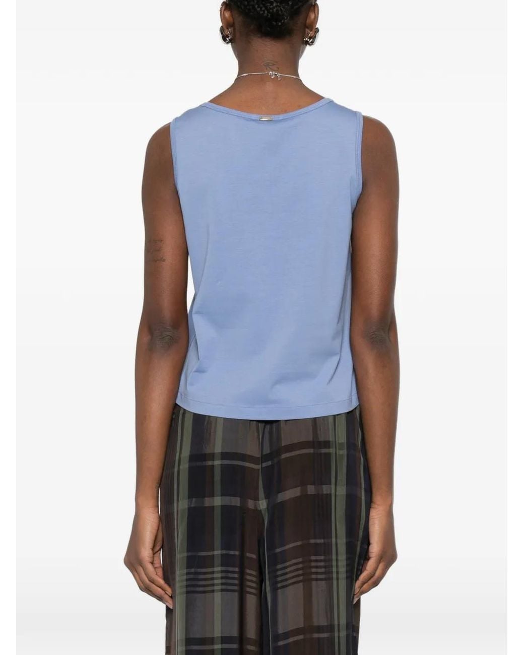 Herno Blue Cotton Elastane Polyester Top