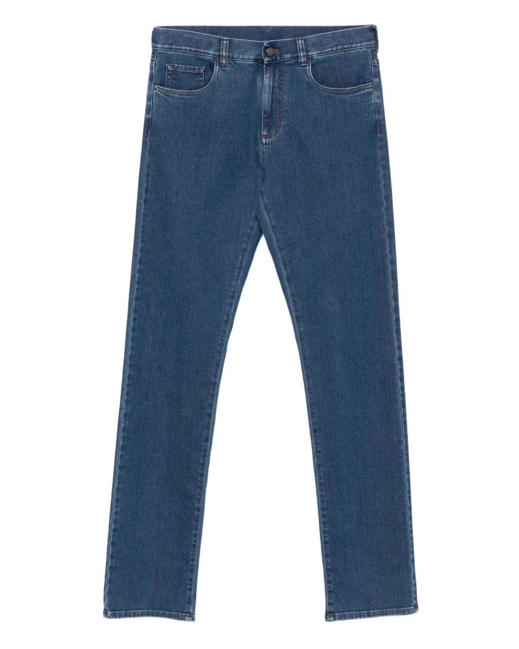 Canali Blue Cotton-Blend Jeans for men