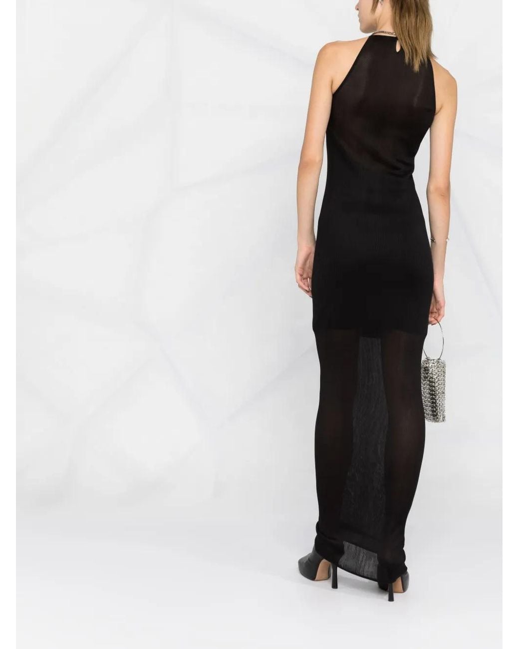 Givenchy Black Ribbed-Knit Sleeveless Dress