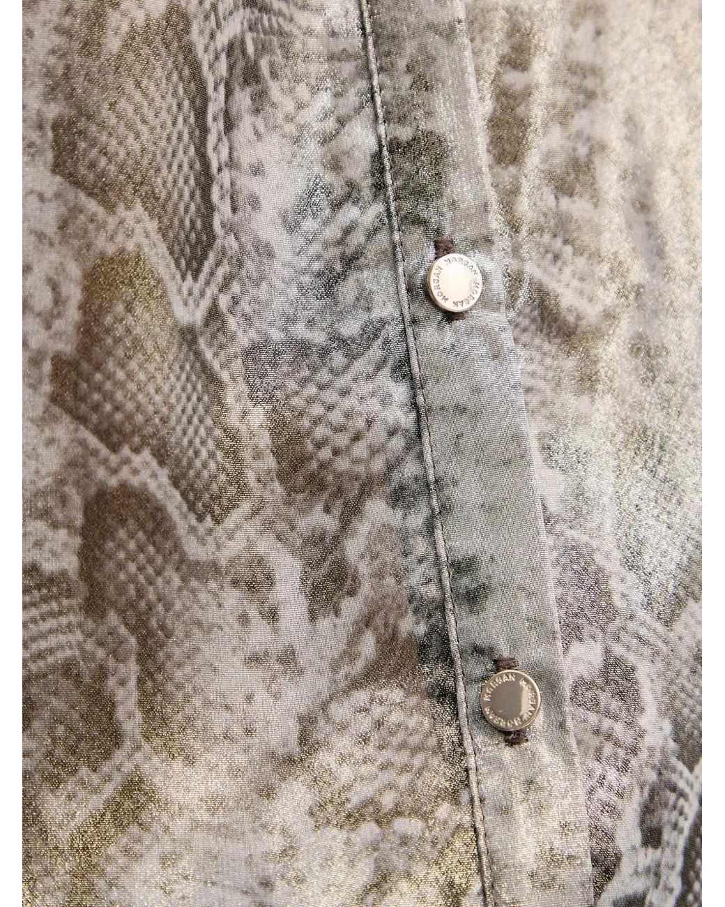 Morgan Blue Ruffled Snake-Print Blouse