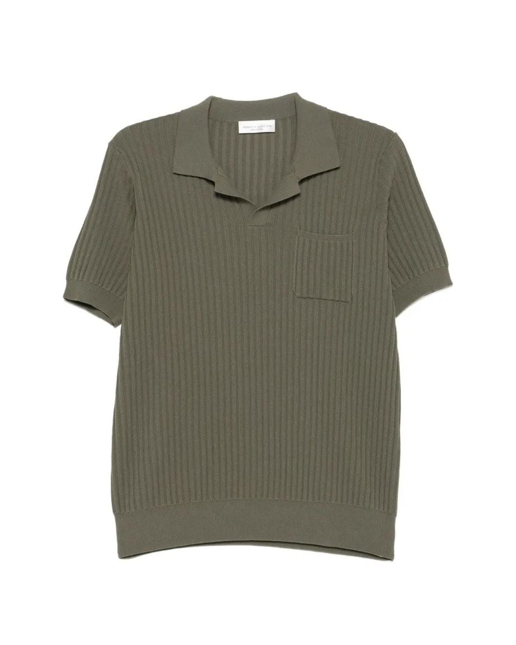 Roberto Collina Green Ribbed Pocket T-Shirt for men