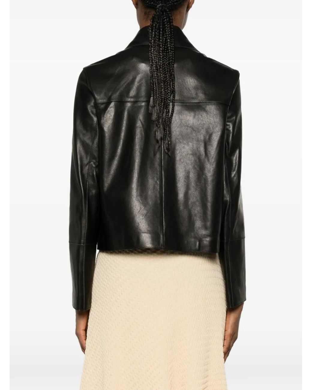 Arma Black Button-Pocket Leather Jacket