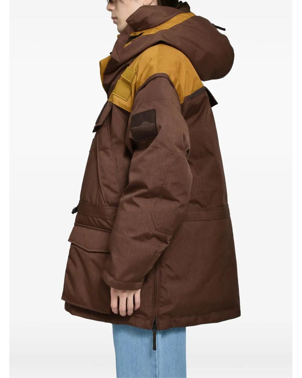 Martine Rose Brown Skidoo Patchwork Down Jacket for men