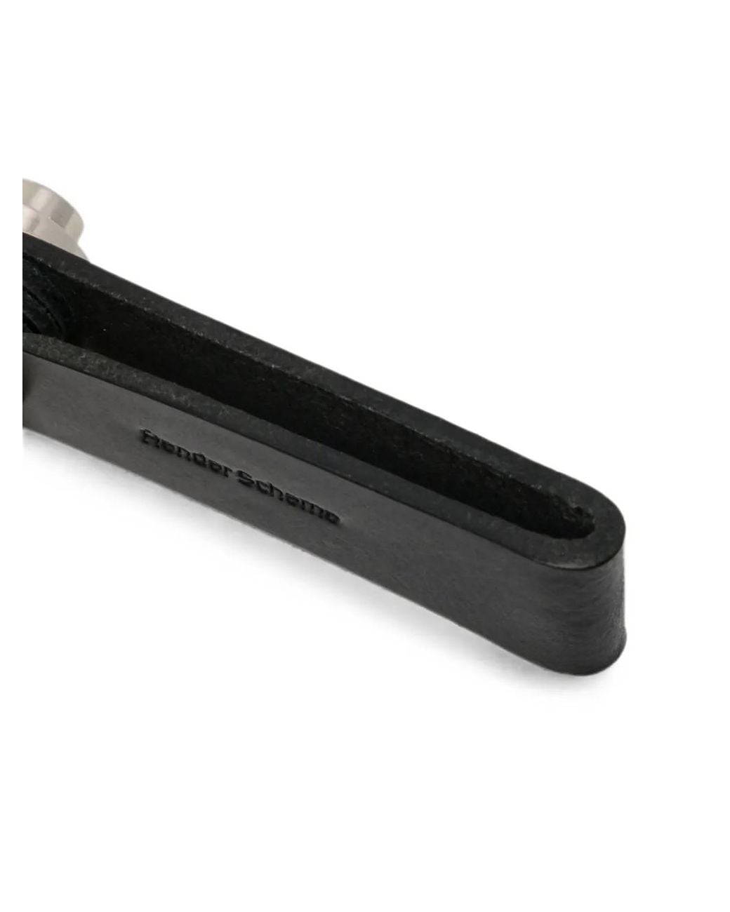 Hender Scheme White Logo-Debossed Leather Key Ring for men