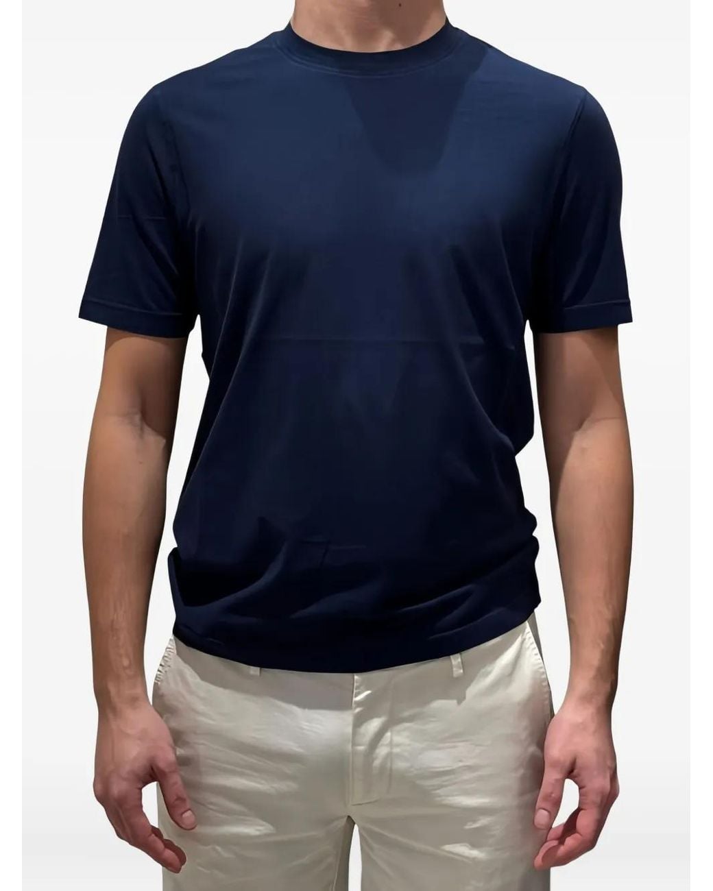 FILIPPO DE LAURENTIIS Blue Crew-Neck Short-Sleeve T-Shirt for men