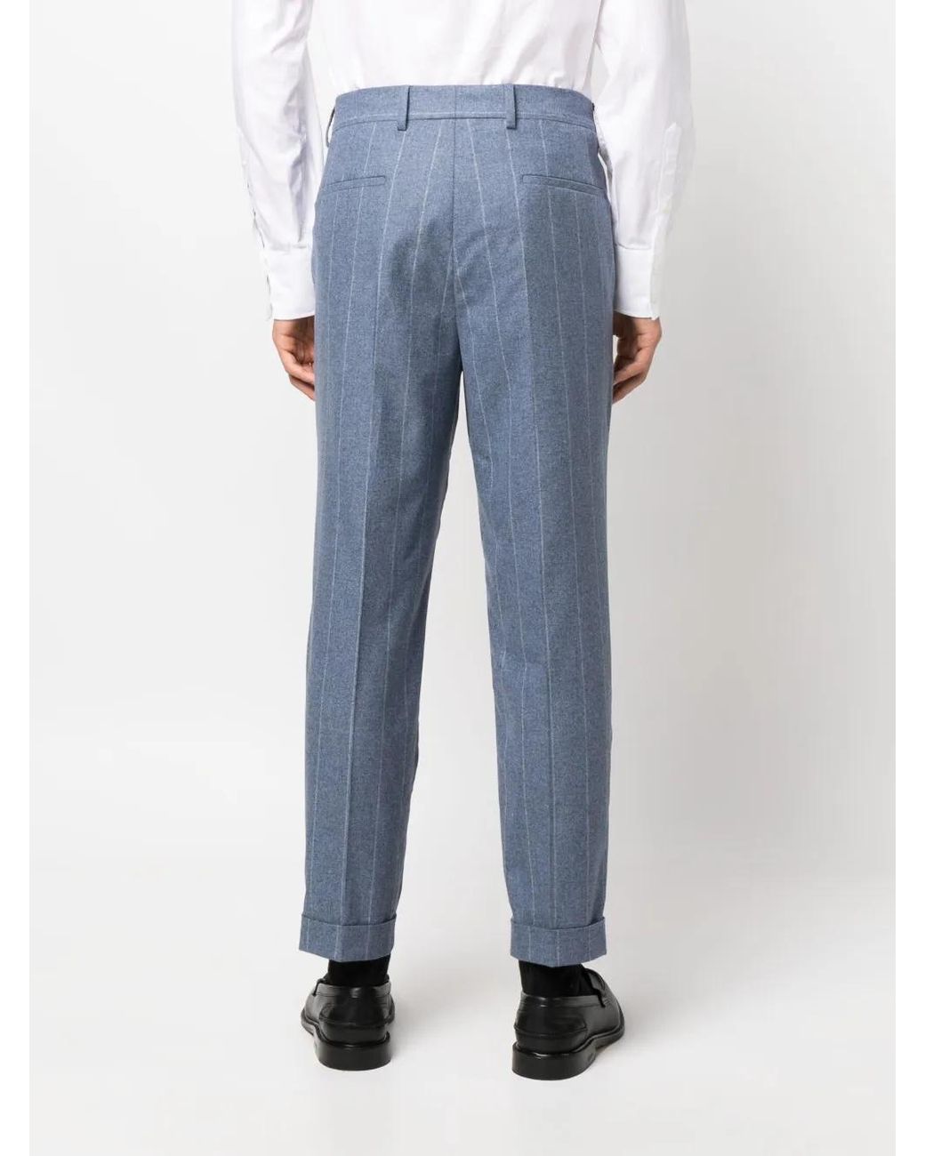 Brunello Cucinelli Blue Pleated Tailored Trousers for men