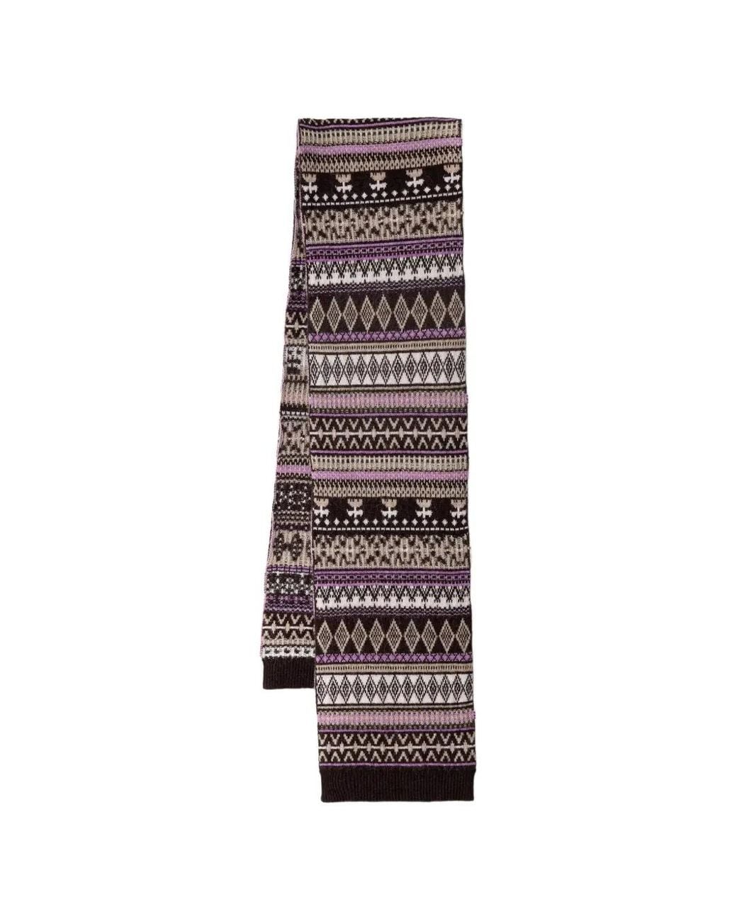 Marc O' Polo White Écharpe En Maille Fair Isle À Bords Côtelés