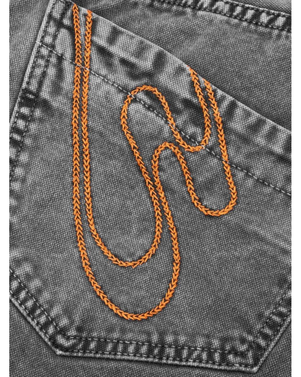 PDF Gray Embroidered Distressed Jeans for men